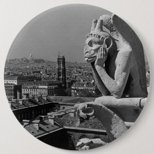 Badge Rond 15,2 Cm Vintage France Paris Notre Dame