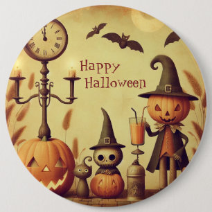 Badge Rond 15,2 Cm Vintage, lunatique Halloween citrouilles & chauves