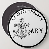 Badge Rond 15,2 Cm Virgin Mary Religious Catholic Jesus Cross (Devant & derrière)