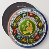 Badge Rond 15,2 Cm Virgo (23 août-22 septembre). Signes de zodiaque. (Devant & derrière)