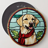 Badge Rond 15,2 Cm Vitrail de Noël Labrador (Devant & derrière)
