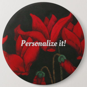 Badge Rond 15,2 Cm Vivid red cyclamen on a dark background