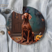 Badge Rond 15,2 Cm Vizsla Citrouille Halloween effroi (En situation)