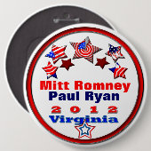 Badge Rond 15,2 Cm Vos candidats Virginia (Devant & derrière)