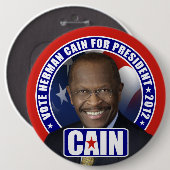 Badge Rond 15,2 Cm Vote Herman Caïn 2012 (Devant & derrière)