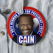 Badge Rond 15,2 Cm Vote Herman Caïn 2012 (En situation)