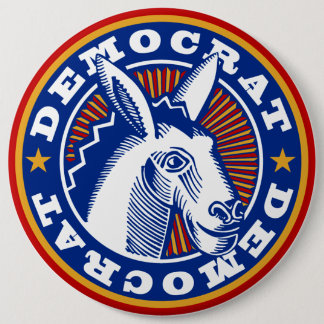 BADGE ROND 15,2 CM VOTE POUR DÉMOCRATE
