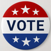 Badge Rond 15,2 Cm Votez élection rouge et bleue (Devant)