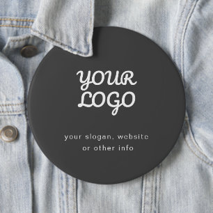 Badge Rond 15,2 Cm Votre logo et texte d'entreprise   Gris foncé élég