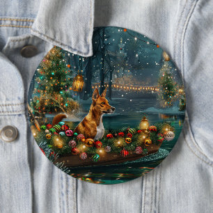 Badge Rond 15,2 Cm Voyage de fête de Noël de Basenji