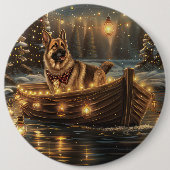 Badge Rond 15,2 Cm Voyage de Noël du berger allemand (Devant)