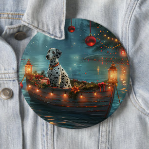 Badge Rond 15,2 Cm Voyage de Noël festif dalmate