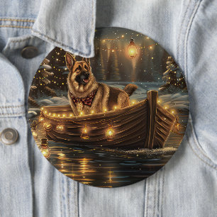 Badge Rond 15,2 Cm Voyage de Noël festif de Berger Allemand