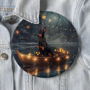 Badge Rond 15,2 Cm Voyage de Noël festif du Doberman