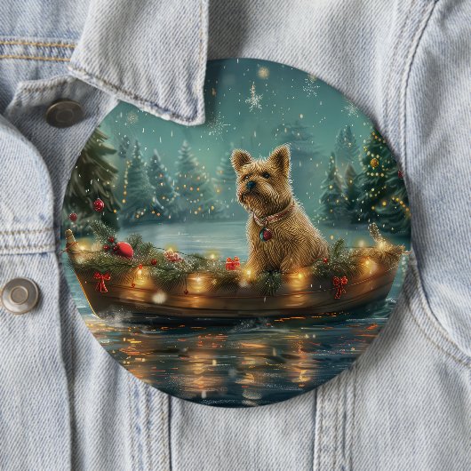 Badge Rond 15,2 Cm Voyage festif de Noël de Cairn Terrier (En situation)