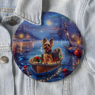 Badge Rond 15,2 Cm Voyage festif de Noël du Biewer Terrier
