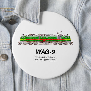Badge Rond 15,2 Cm WAG-9 Locomotive. Train de marchandises des chemin