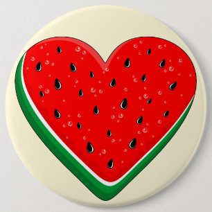 Badge Rond 15,2 Cm Watermelon Heart Valentine's Day Free Palestine