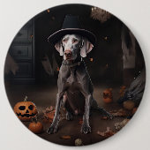 Badge Rond 15,2 Cm Weimaraner Citrouilles Halloween effrayant (Devant)