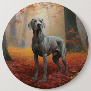 Badge Rond 15,2 Cm Weimaraner en automne Leaves automne Inspire