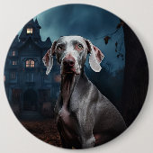 Badge Rond 15,2 Cm Weimaraner Halloween effroi (Devant)