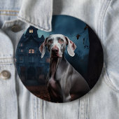 Badge Rond 15,2 Cm Weimaraner Halloween effroi (En situation)