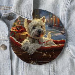 Badge Rond 15,2 Cm West Highland White Terrier Chien Festif de Noël