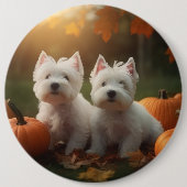 Badge Rond 15,2 Cm West Highland White Terrier Chiot Citrouille d'aut (Devant)