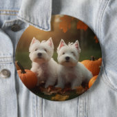 Badge Rond 15,2 Cm West Highland White Terrier Chiot Citrouille d'aut (En situation)