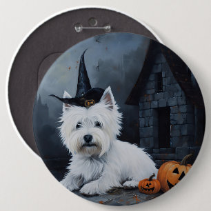 Badge Rond 15,2 Cm West Highland White Terrier Citrouille Halloween
