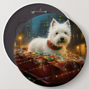 Badge Rond 15,2 Cm West Highland White Terrier Festif de Noël