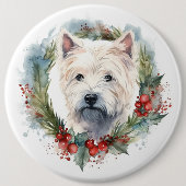Badge Rond 15,2 Cm West Highland White Terrier Wire de Noël (Devant)