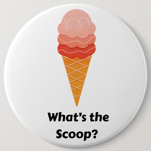 Badge Rond 15,2 Cm What's the Scoop gender reveal party (Devant)