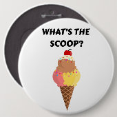 Badge Rond 15,2 Cm What's the Scoop gender reveal party (Devant & derrière)