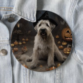 Badge Rond 15,2 Cm Wheaten Terrier Citrouille Halloween effroi (En situation)