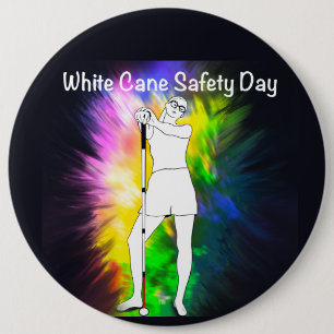Badge Rond 15,2 Cm White Cane Sécurité Jour teinture ferme aveugle fi