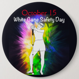 Badge Rond 15,2 Cm White Cane Sécurité Jour teinture forte aveugle fi