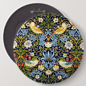 Badge Rond 15,2 Cm William Morris, Strawberry Thief, (Devant & derrière)
