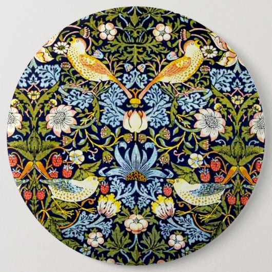 Badge Rond 15,2 Cm William Morris, Strawberry Thief, (Devant)