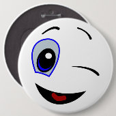 BADGE ROND 15,2 CM WINKING SMILEY FACE (Devant & derrière)