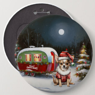 Badge Rond 15,2 Cm Winter Chihuahua Caravan Christmas Adventure
