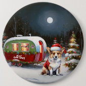 Badge Rond 15,2 Cm Winter Corgi Caravan Christmas Adventure (Devant)