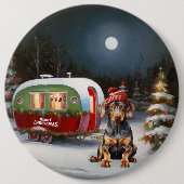 Badge Rond 15,2 Cm Winter Doberman Caravan Christmas Adventure (Devant)