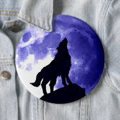 Badge Rond 15,2 Cm Wolf Silhouette & Pleine lune (En situation)