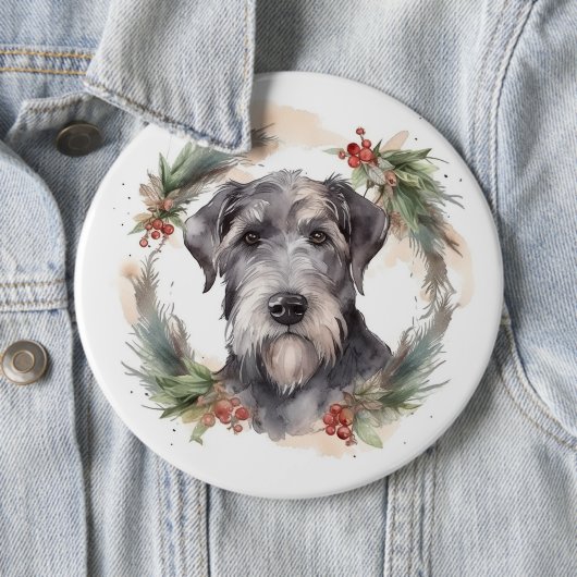 Badge Rond 15,2 Cm Wolfhound Festive Wreath (En situation)