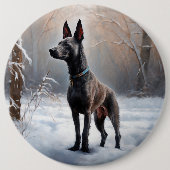 Badge Rond 15,2 Cm Xoloitzcuintli Laisser neiger Noël (Devant)