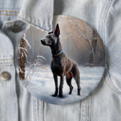 Badge Rond 15,2 Cm Xoloitzcuintli Laisser neiger Noël (En situation)