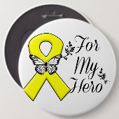 Badge Rond 15,2 Cm Yellow Ribbon For My Hero (Devant & derrière)