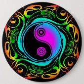 Badge Rond 15,2 Cm Yin Yang Psychedelic Rainbow Tattoo (Devant)