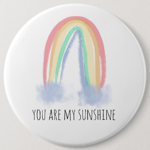Badge Rond 15,2 Cm You are my sunshine watercolor painted rainbow